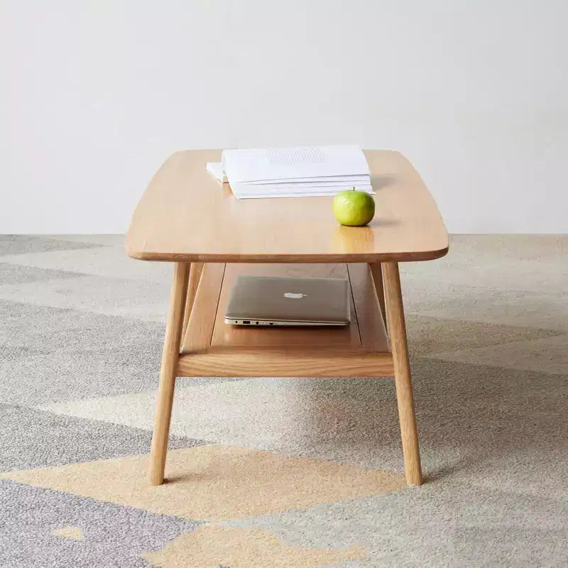 MAYEERTY Solid Wood End Table with Storage Shelf for Living Room