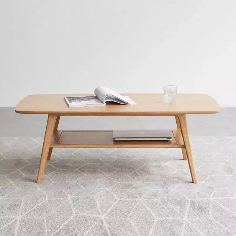 MAYEERTY Solid Wood End Table with Storage Shelf for Living Room