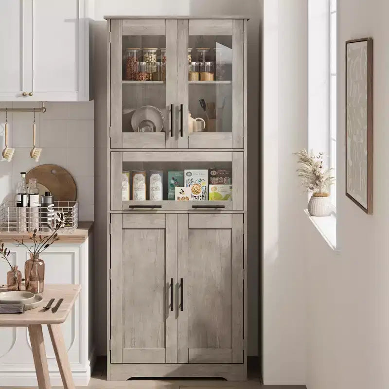 Tall Bathroom Cabinet Freestanding Linen Storage Cabinet with Doors and Adjustable Shelves 67H Kitchen Pantry Cabinet for Living Room