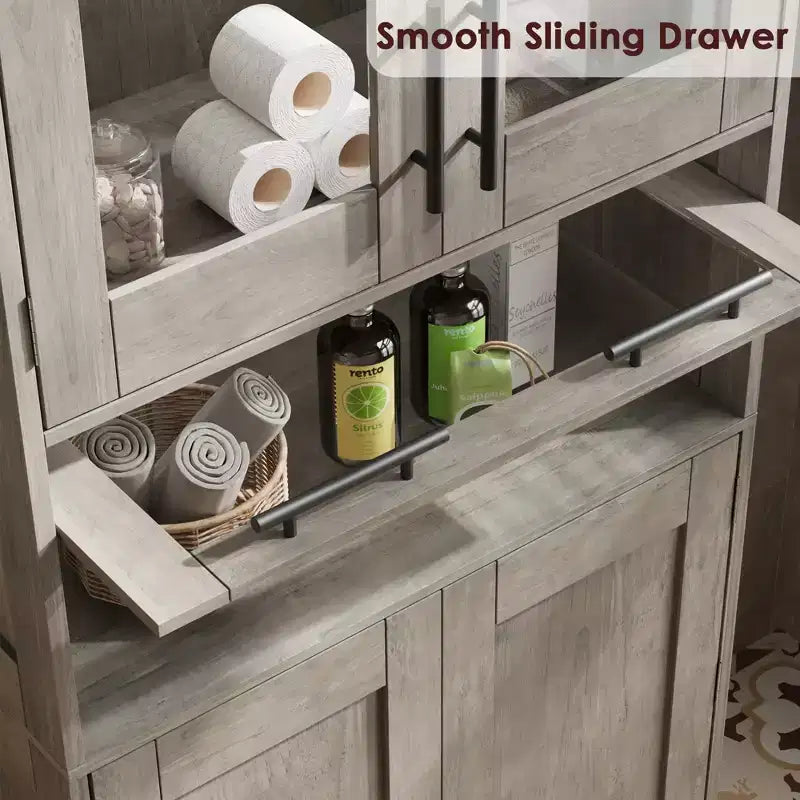 Tall Bathroom Cabinet Freestanding Linen Storage Cabinet with Doors and Adjustable Shelves 67H Kitchen Pantry Cabinet for Living Room