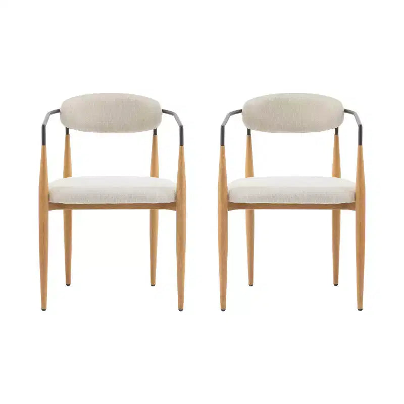 Christopher Knight Home Jaromir Modern Upholstered Iron Dining Chairs with Curved Open Back (Set of 2)