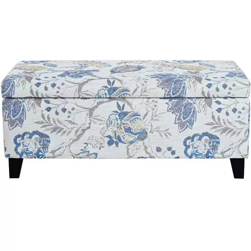 Christopher Knight Home Madison Contemporary Wood Upholstered Rectangle Storage Ottoman with Floral Pattern