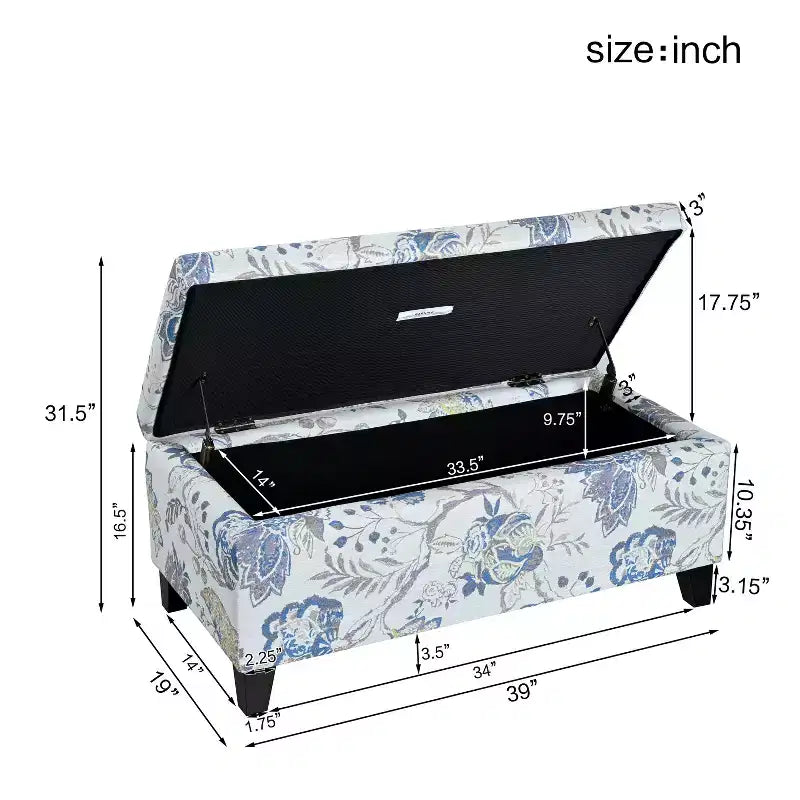 Christopher Knight Home Madison Contemporary Wood Upholstered Rectangle Storage Ottoman with Floral Pattern