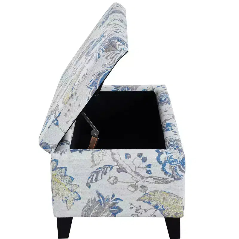 Christopher Knight Home Madison Contemporary Wood Upholstered Rectangle Storage Ottoman with Floral Pattern