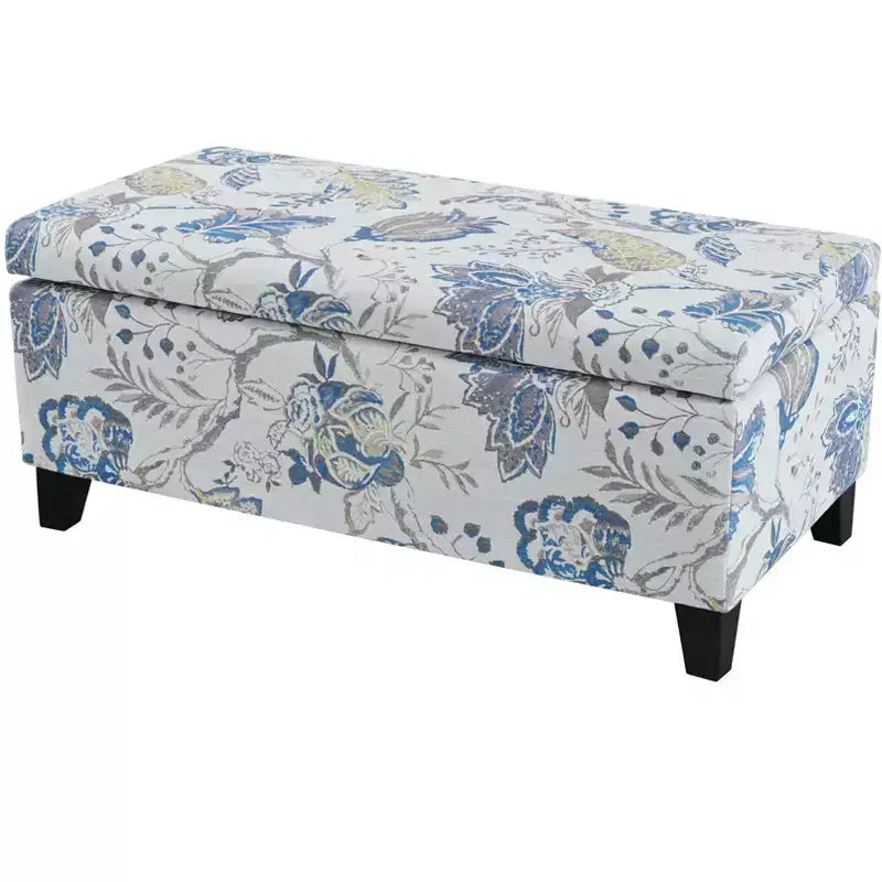 Christopher Knight Home Madison Contemporary Wood Upholstered Rectangle Storage Ottoman with Floral Pattern