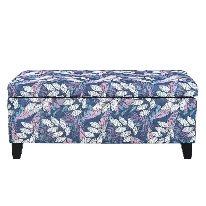 Christopher Knight Home Madison Contemporary Wood Upholstered Rectangle Storage Ottoman with Floral Pattern
