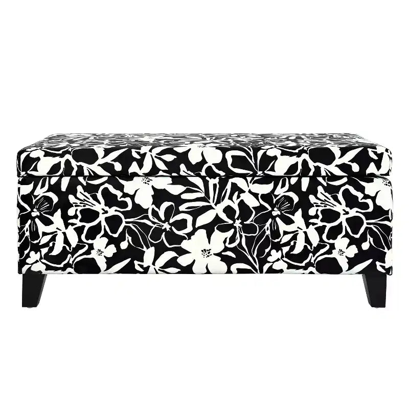 Christopher Knight Home Madison Contemporary Wood Upholstered Rectangle Storage Ottoman with Floral Pattern