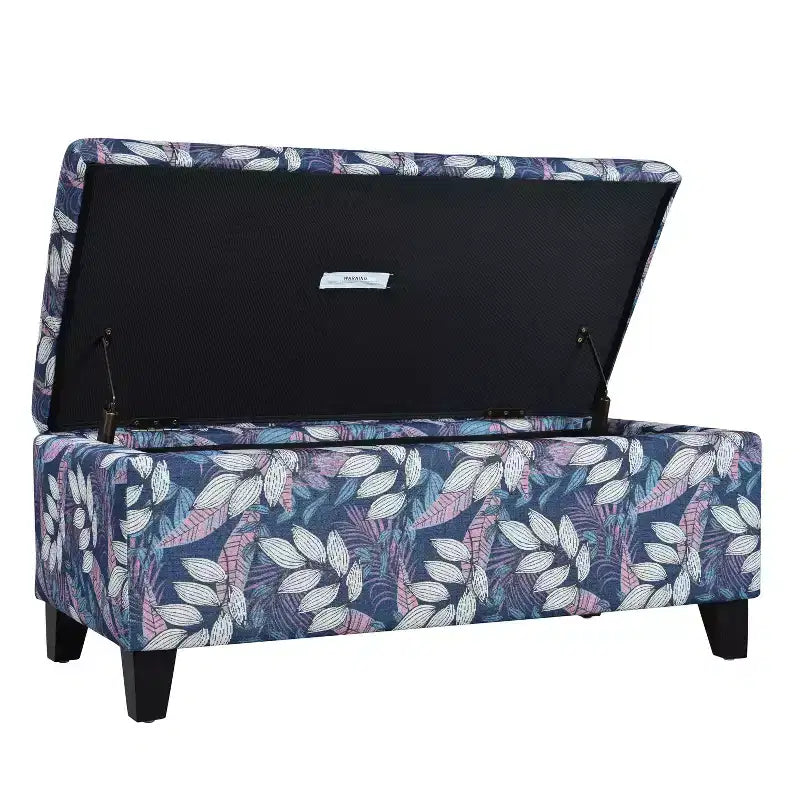 Christopher Knight Home Madison Contemporary Wood Upholstered Rectangle Storage Ottoman with Floral Pattern