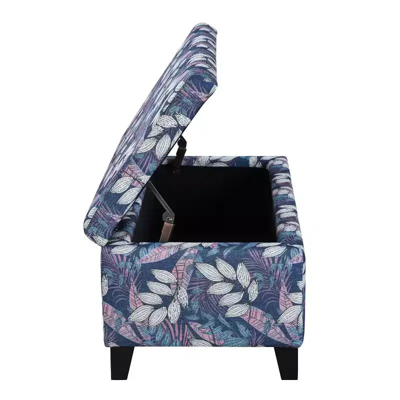 Christopher Knight Home Madison Contemporary Wood Upholstered Rectangle Storage Ottoman with Floral Pattern