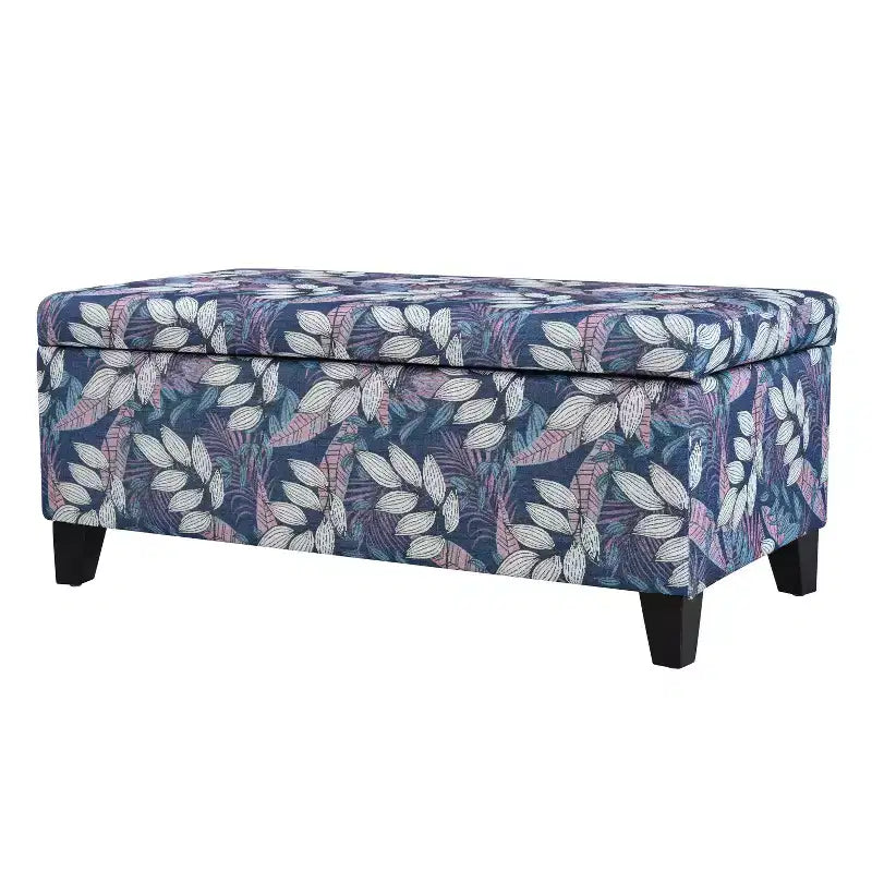 Christopher Knight Home Madison Contemporary Wood Upholstered Rectangle Storage Ottoman with Floral Pattern