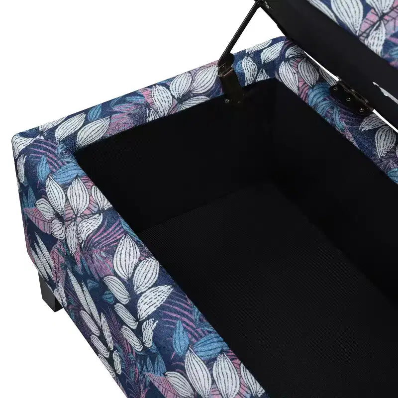 Christopher Knight Home Madison Contemporary Wood Upholstered Rectangle Storage Ottoman with Floral Pattern