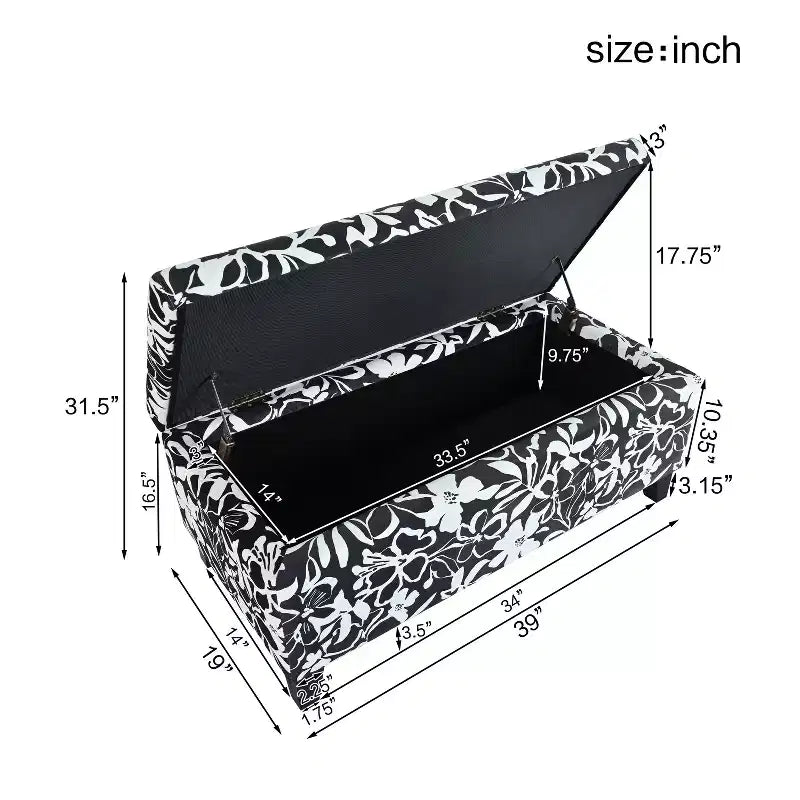 Christopher Knight Home Madison Contemporary Wood Upholstered Rectangle Storage Ottoman with Floral Pattern