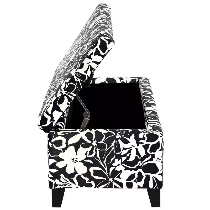 Christopher Knight Home Madison Contemporary Wood Upholstered Rectangle Storage Ottoman with Floral Pattern