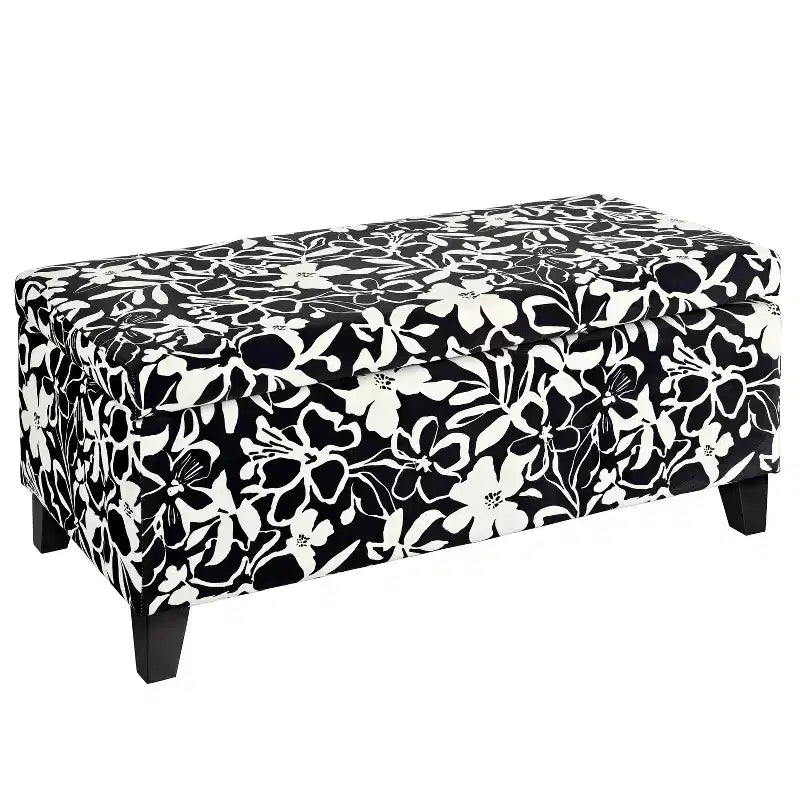 Christopher Knight Home Madison Contemporary Wood Upholstered Rectangle Storage Ottoman with Floral Pattern