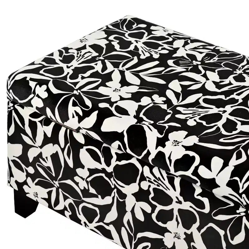 Christopher Knight Home Madison Contemporary Wood Upholstered Rectangle Storage Ottoman with Floral Pattern