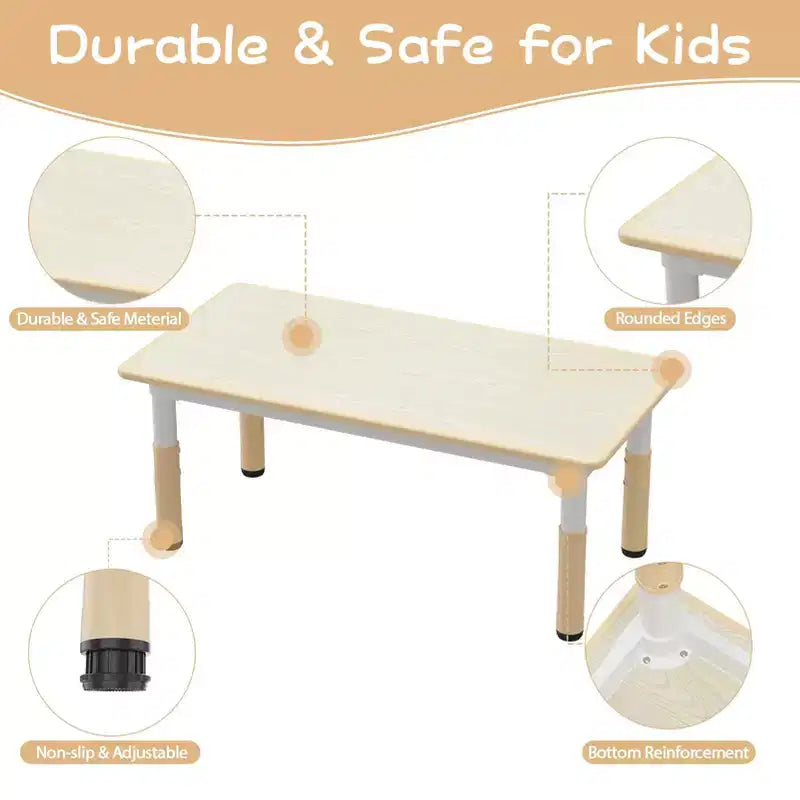Kids Table and 4 Chairs Set, Height Adjustable Toddler Table and Chair Set, Graffiti Desktop, Children Multi-Activity Table for 4