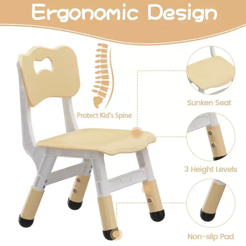 Kids Table and 4 Chairs Set, Height Adjustable Toddler Table and Chair Set, Graffiti Desktop, Children Multi-Activity Table for 4