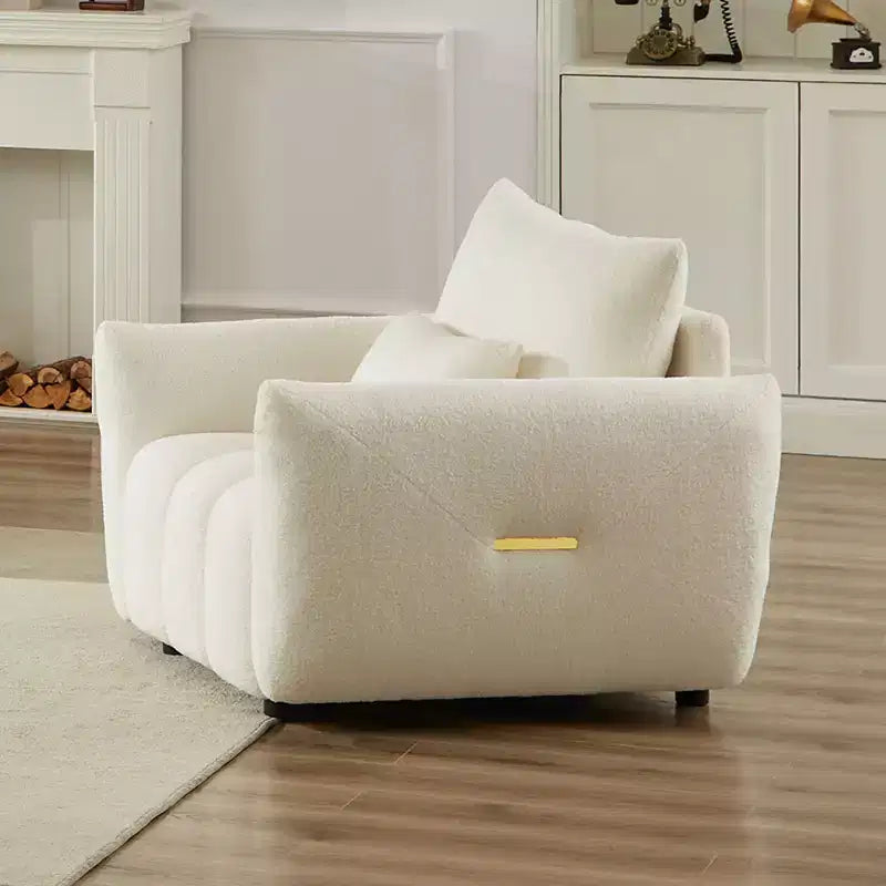 39.7Modern Teddy Fabric Sofa - Upholstered Lounge Chair with One Pillow, Ideal for Apartment, Office, Living Room, and Bedroom