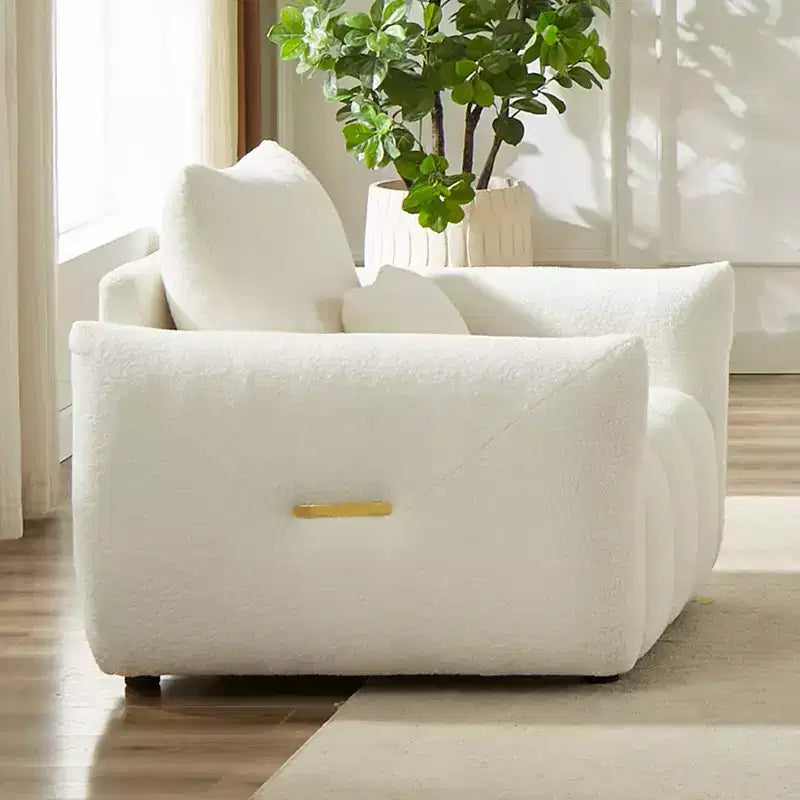 39.7Modern Teddy Fabric Sofa - Upholstered Lounge Chair with One Pillow, Ideal for Apartment, Office, Living Room, and Bedroom
