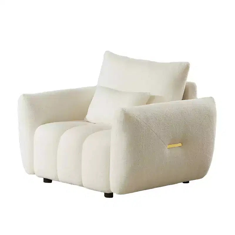 39.7Modern Teddy Fabric Sofa - Upholstered Lounge Chair with One Pillow, Ideal for Apartment, Office, Living Room, and Bedroom