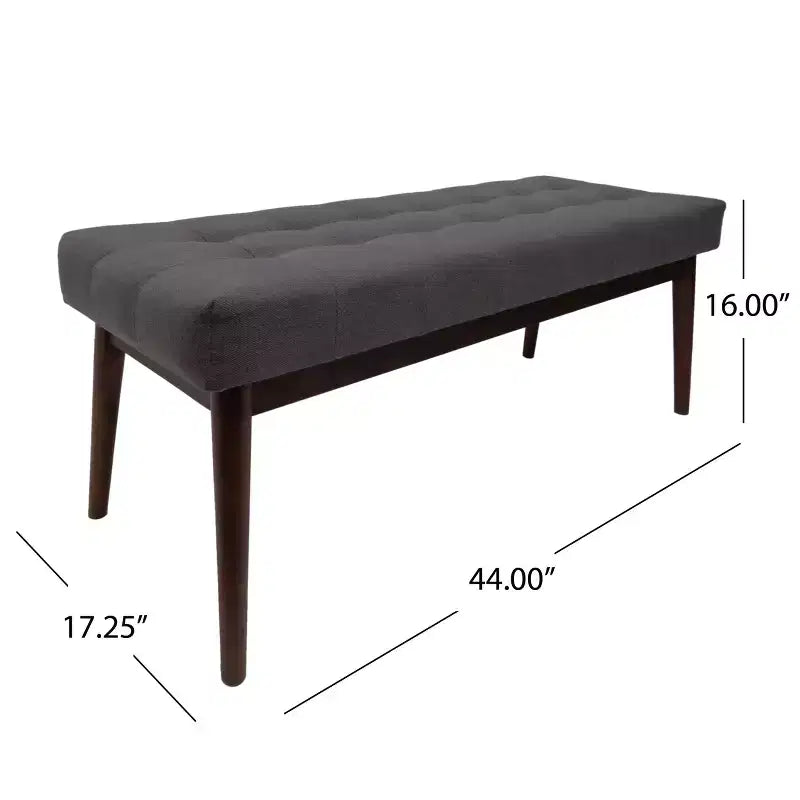 GDFStudio Flora Mid Century Modern 44 Upholstered Tufted Rubberwood Ottoman