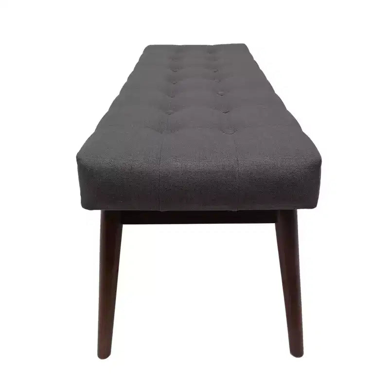 GDFStudio Flora Mid Century Modern 44 Upholstered Tufted Rubberwood Ottoman
