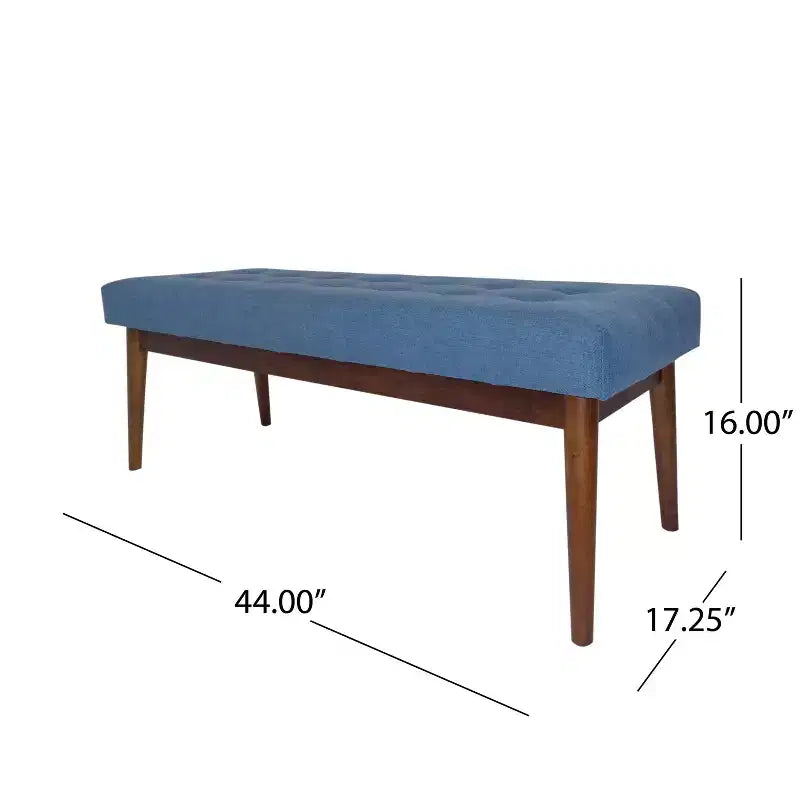 GDFStudio Flora Mid Century Modern 44 Upholstered Tufted Rubberwood Ottoman