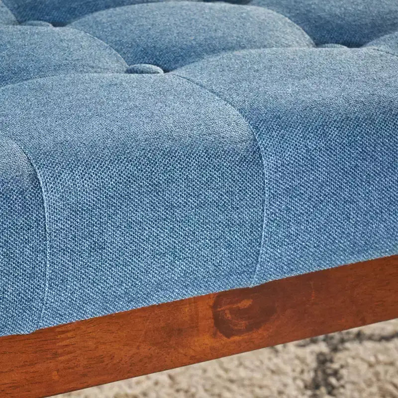 GDFStudio Flora Mid Century Modern 44 Upholstered Tufted Rubberwood Ottoman