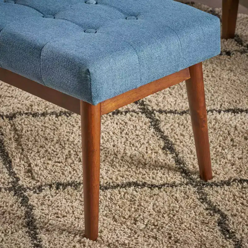 GDFStudio Flora Mid Century Modern 44 Upholstered Tufted Rubberwood Ottoman