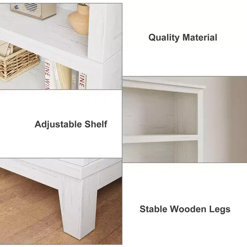 5 Tier Tall White Bookshelves, Large Wooden Bookcase with Adjustable Shelves