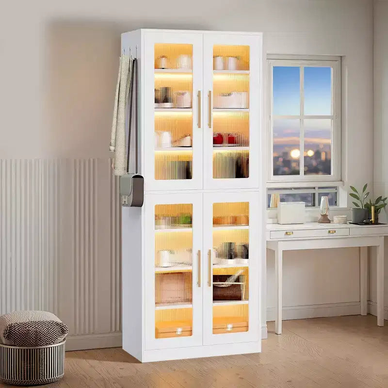 MAYEERTY Shoe Storage Cabinet with Remote-Controlled LED Lights for Smart Home Decor
