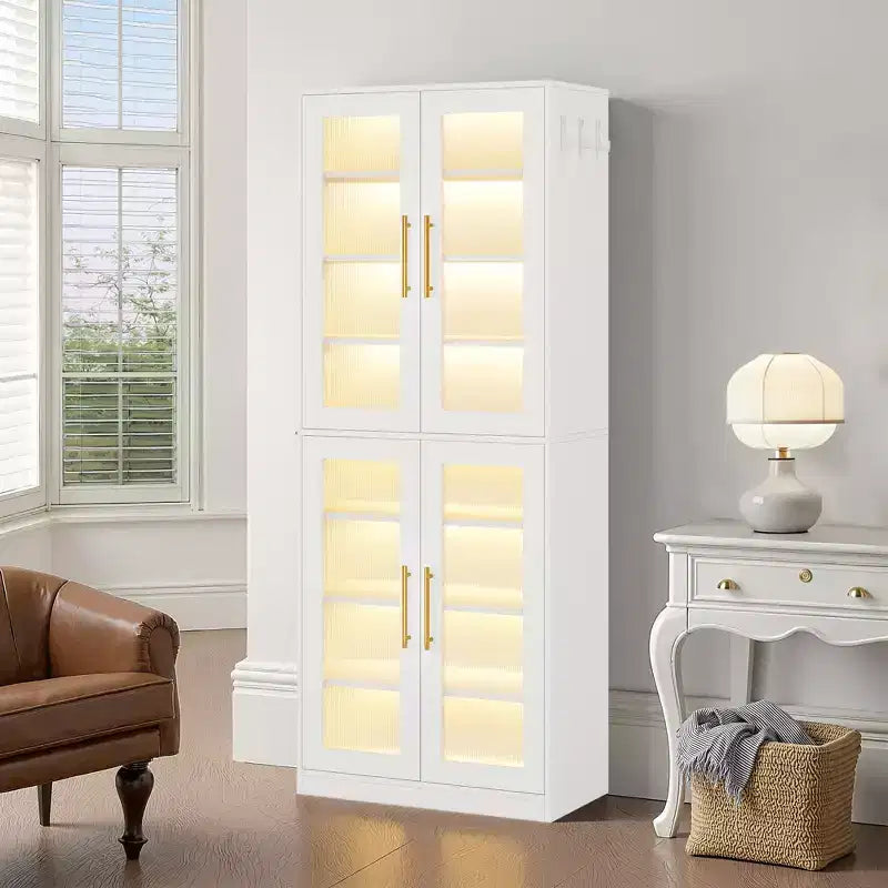MAYEERTY Shoe Storage Cabinet with Remote-Controlled LED Lights for Smart Home Decor