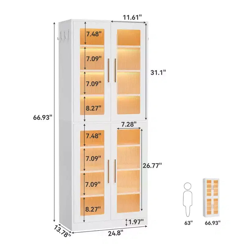 MAYEERTY Shoe Storage Cabinet with Remote-Controlled LED Lights for Smart Home Decor