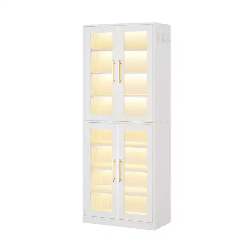 MAYEERTY Shoe Storage Cabinet with Remote-Controlled LED Lights for Smart Home Decor
