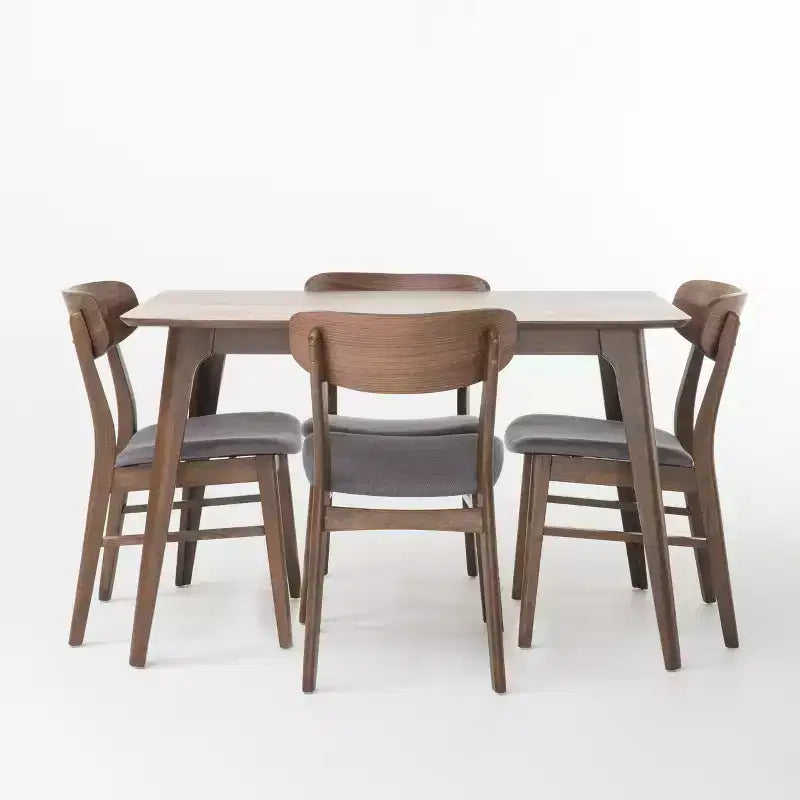 Christopher Knight Home Iriat Mid Century Modern Fabric Upholstered Wood 5 Piece Dining Set