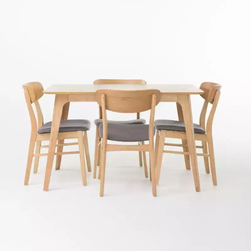 Christopher Knight Home Iriat Mid Century Modern Fabric Upholstered Wood 5 Piece Dining Set