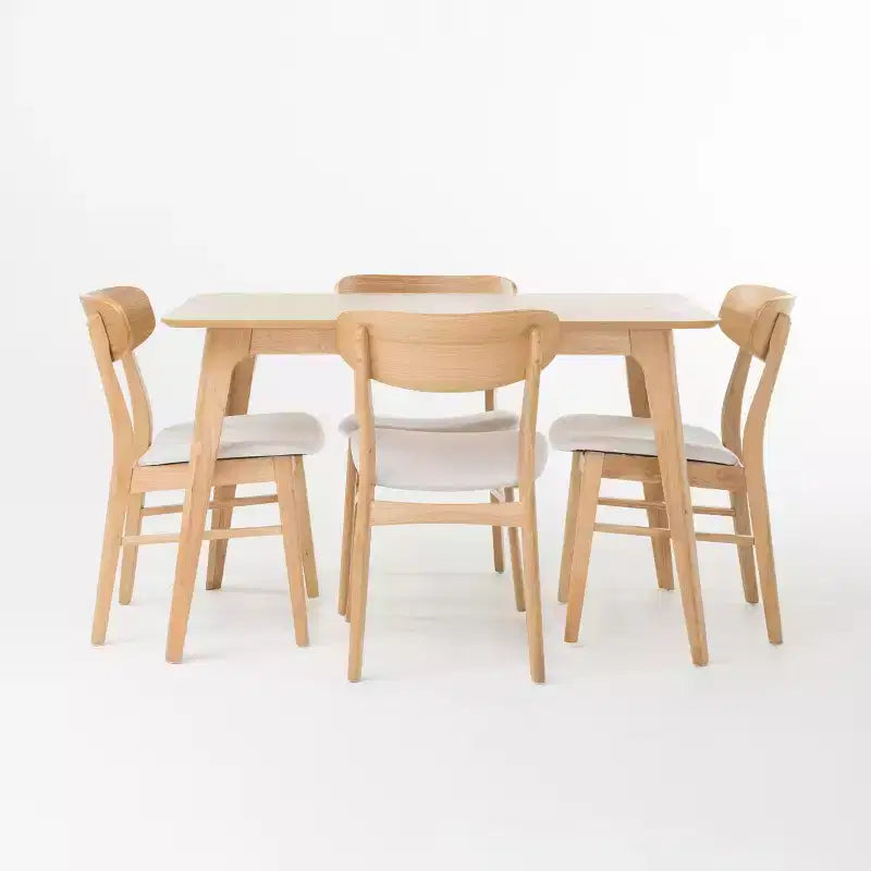 Christopher Knight Home Iriat Mid Century Modern Fabric Upholstered Wood 5 Piece Dining Set