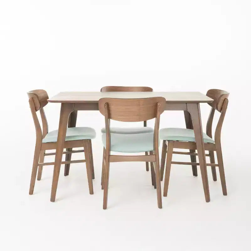 Christopher Knight Home Iriat Mid Century Modern Fabric Upholstered Wood 5 Piece Dining Set