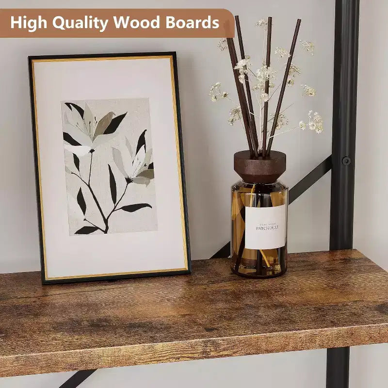 6 Tier Wooden Industrial Bookshelf,Open Shelf with Metal Frame,Large Grey Display Shelf for Bedroom,Living Room,Office