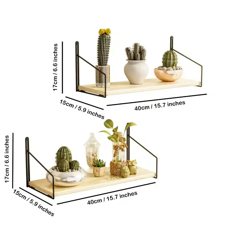 2-Piece Solid Wood Wall Shelf Set