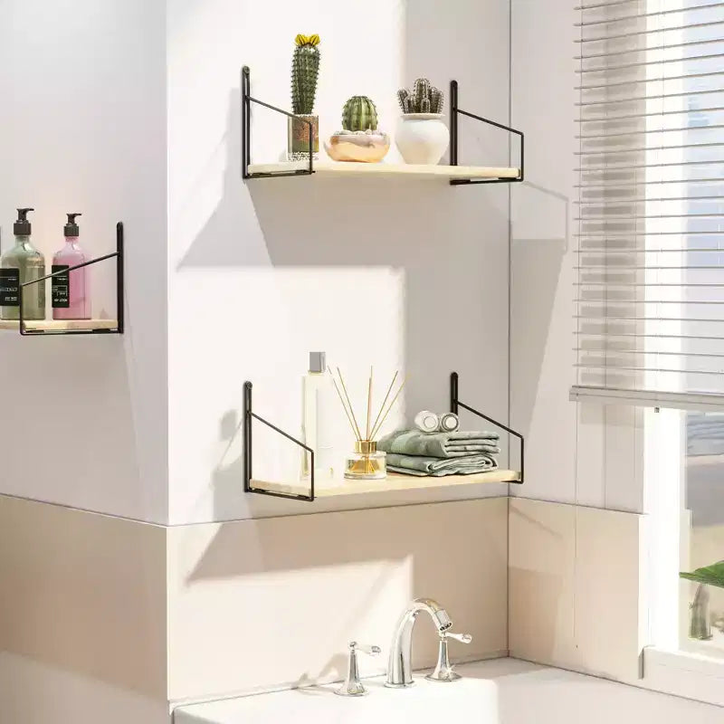 2-Piece Solid Wood Wall Shelf Set