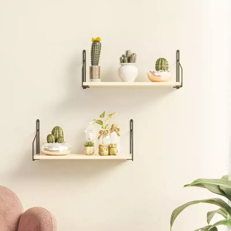 2-Piece Solid Wood Wall Shelf Set