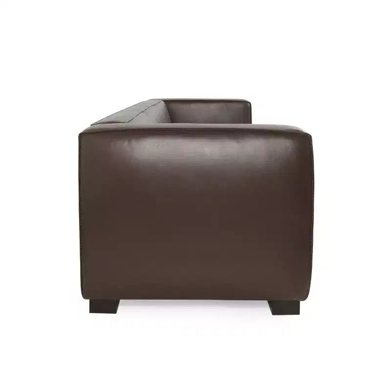 Christopher Knight Home Kaia 80 Contemporary Square Arm Faux Leather 3 Seater Sofa with Birch Wood Legs