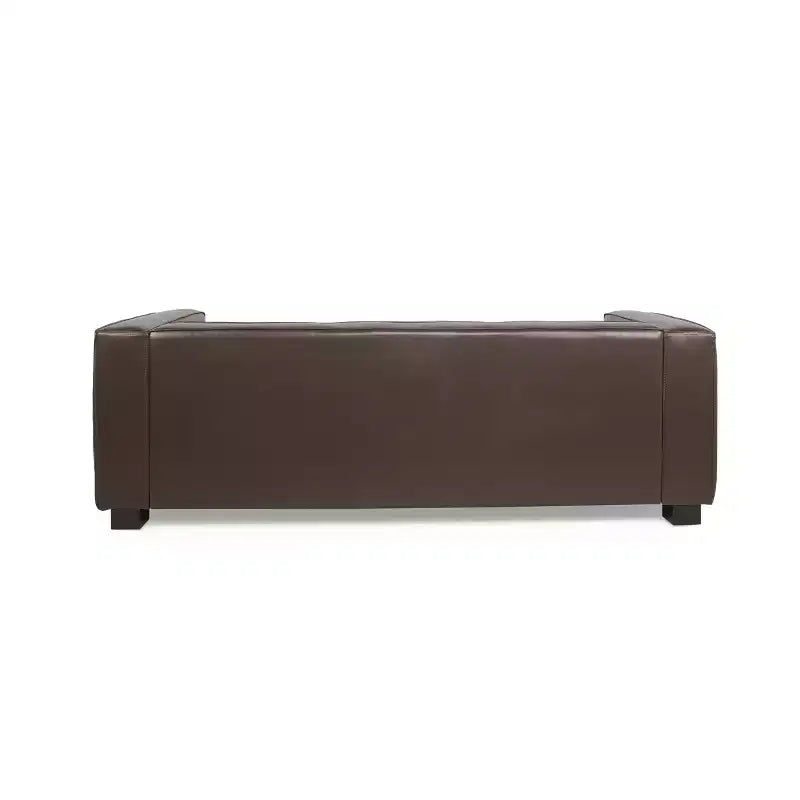 Christopher Knight Home Kaia 80 Contemporary Square Arm Faux Leather 3 Seater Sofa with Birch Wood Legs