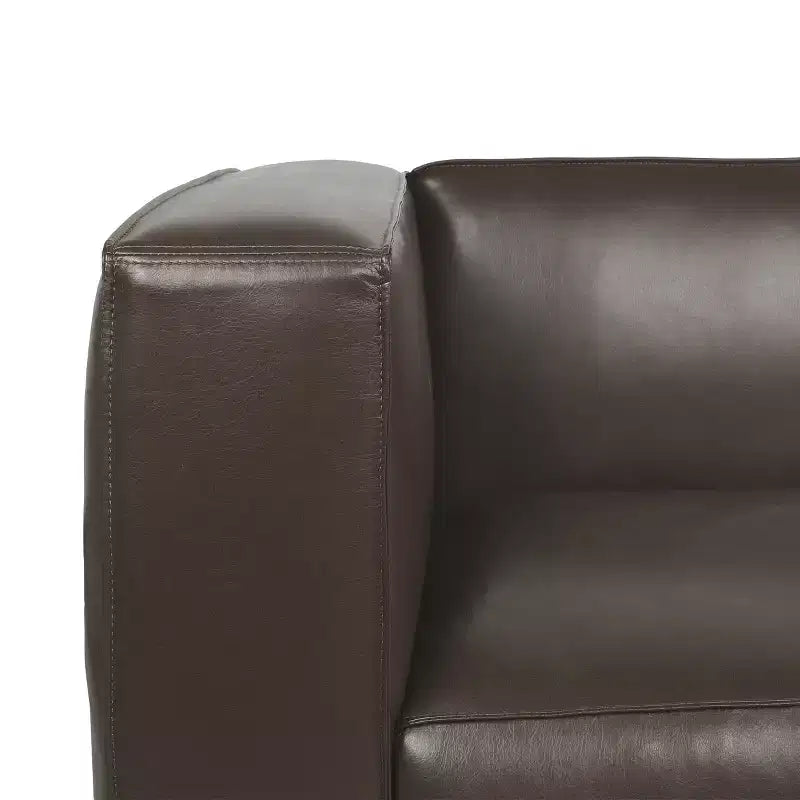 Christopher Knight Home Kaia 80 Contemporary Square Arm Faux Leather 3 Seater Sofa with Birch Wood Legs
