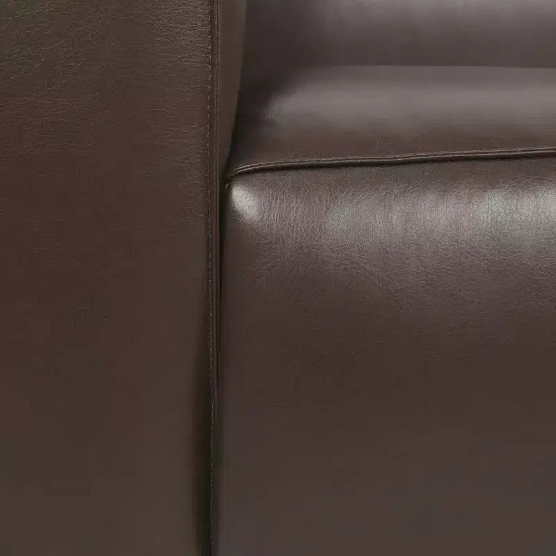 Christopher Knight Home Kaia 80 Contemporary Square Arm Faux Leather 3 Seater Sofa with Birch Wood Legs