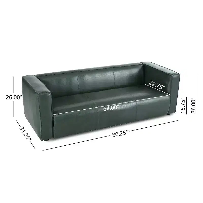 Christopher Knight Home Kaia 80 Contemporary Square Arm Faux Leather 3 Seater Sofa with Birch Wood Legs