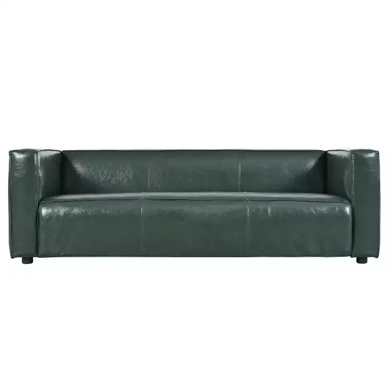 Christopher Knight Home Kaia 80 Contemporary Square Arm Faux Leather 3 Seater Sofa with Birch Wood Legs
