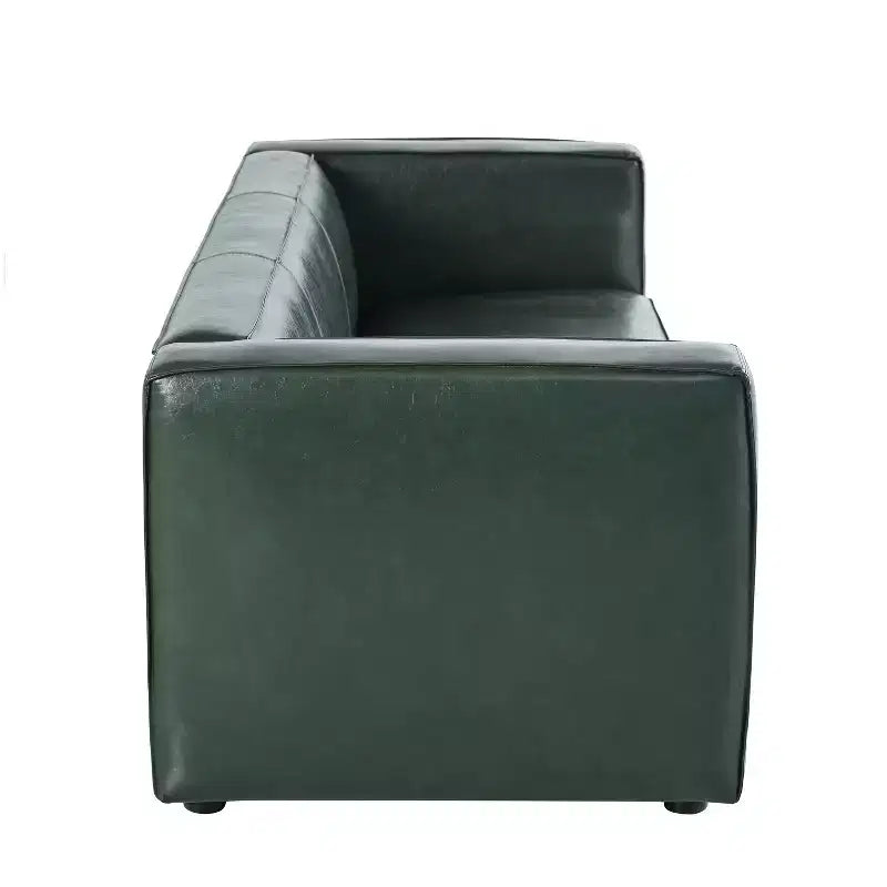 Christopher Knight Home Kaia 80 Contemporary Square Arm Faux Leather 3 Seater Sofa with Birch Wood Legs