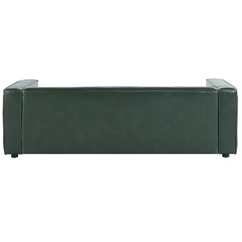 Christopher Knight Home Kaia 80 Contemporary Square Arm Faux Leather 3 Seater Sofa with Birch Wood Legs